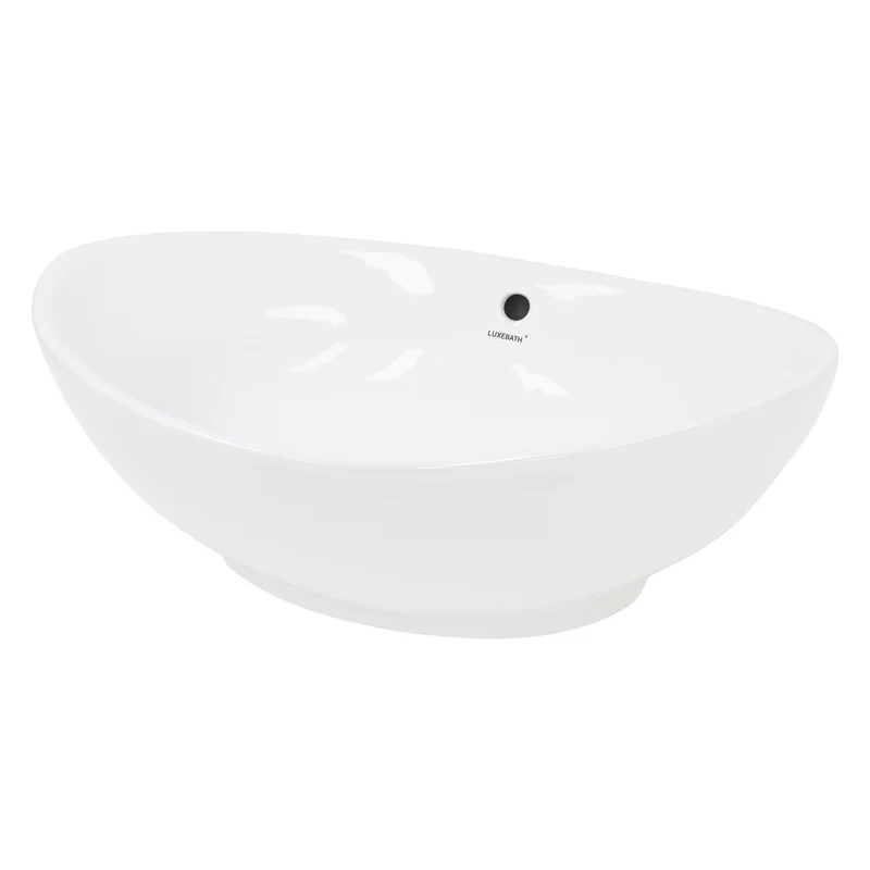 LuxeBath | Waschbecken Oval mit Überlauf aus Keramik Waschplatz Handwaschbecken für das Badezimmer