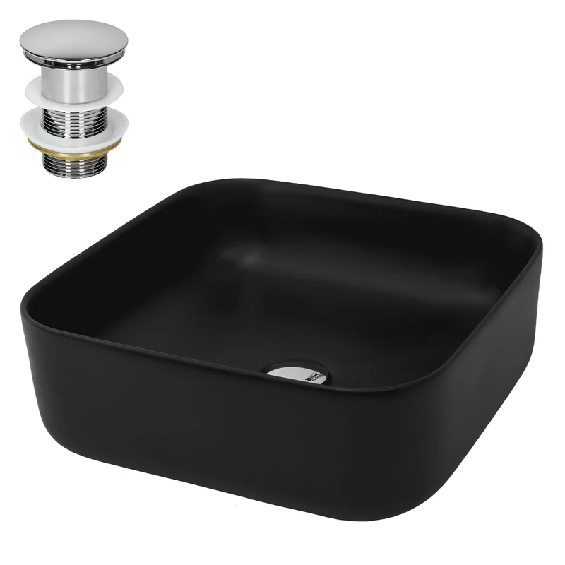 LuxeBath | Waschbecken Eckig ohne Überlauf aus Keramik Waschplatz Handwaschbecken für das Badezimmer