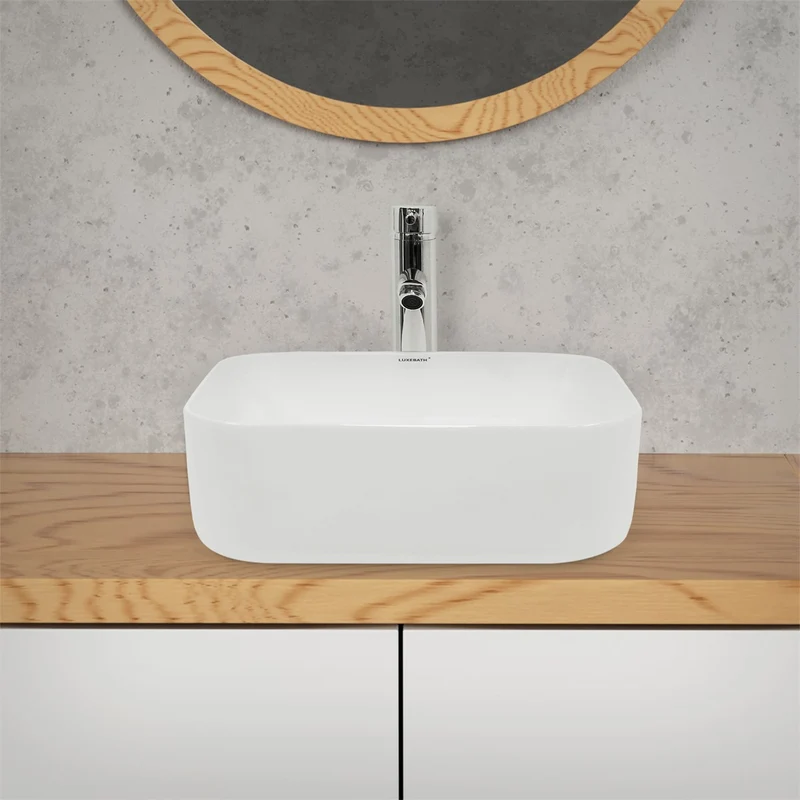 LuxeBath | Waschbecken Eckig ohne Überlauf aus Keramik Waschplatz Handwaschbecken für das Badezimmer