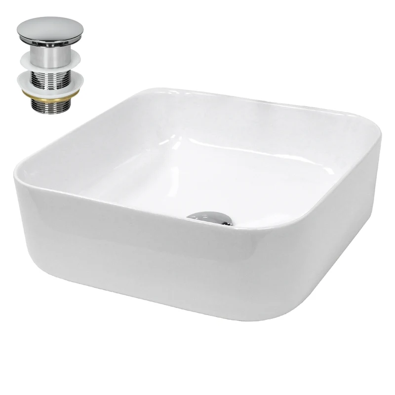 LuxeBath | Waschbecken Eckig ohne Überlauf aus Keramik Waschplatz Handwaschbecken für das Badezimmer