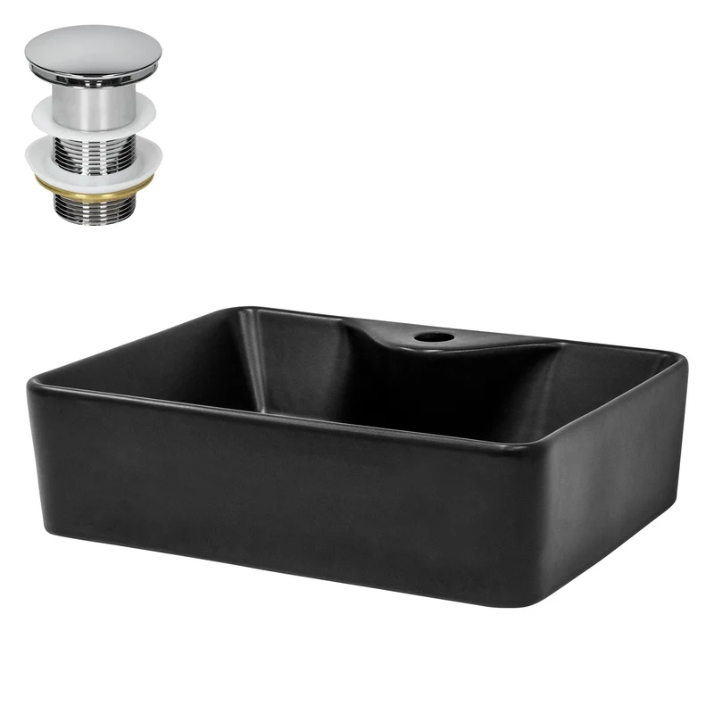 LuxeBath | Waschbecken Quadratisch ohne Überlauf 480x380x140 mm aus Keramik Waschplatz Handwaschbecken für das Badezimmer