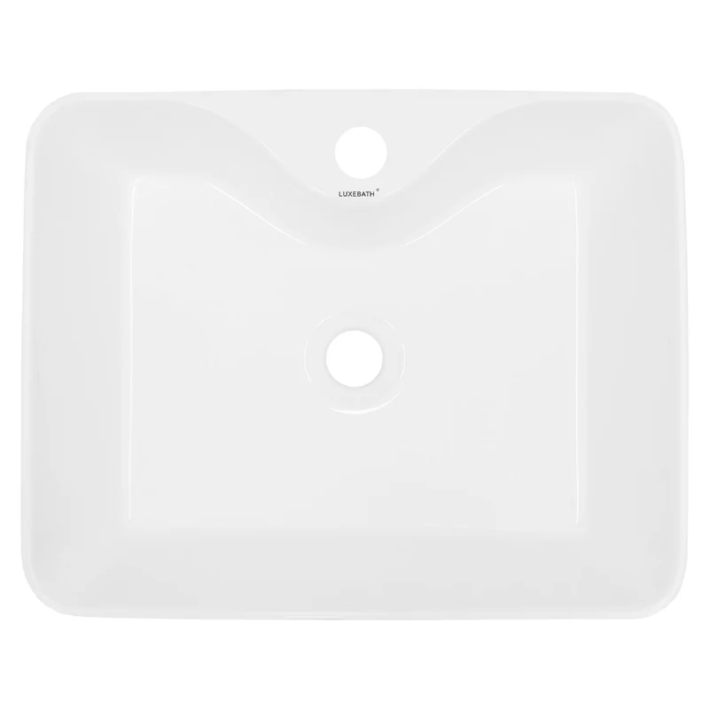 LuxeBath | Waschbecken Quadratisch ohne Überlauf 480x380x140 mm aus Keramik Waschplatz Handwaschbecken für das Badezimmer
