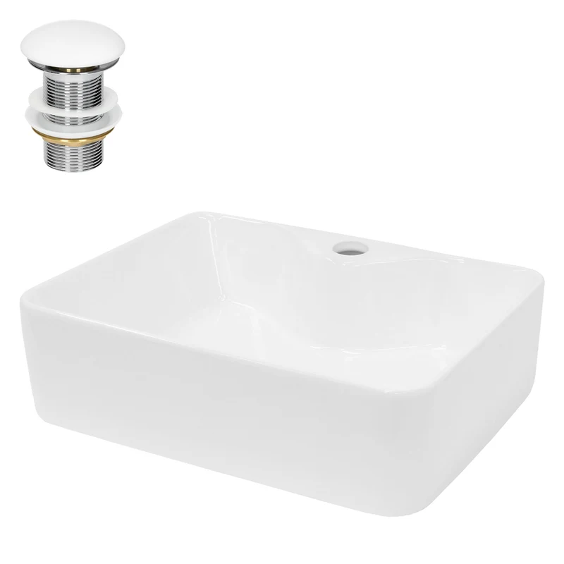 LuxeBath | Waschbecken Quadratisch ohne Überlauf 480x380x140 mm aus Keramik Waschplatz Handwaschbecken für das Badezimmer