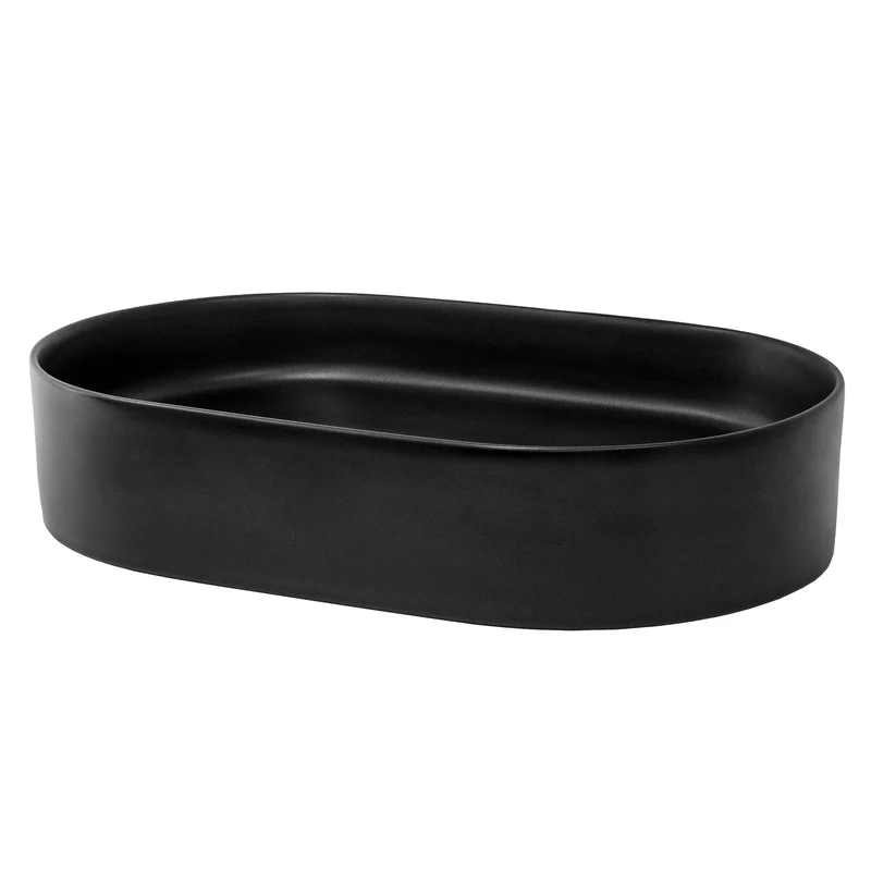 LuxeBath | Waschbecken Oval ohne Überlauf 605x380x125 mm aus Keramik Waschplatz Handwaschbecken für das Badezimmer