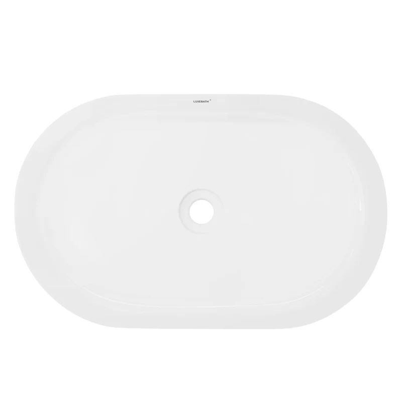 LuxeBath | Waschbecken Oval ohne Überlauf 605x380x125 mm aus Keramik Waschplatz Handwaschbecken für das Badezimmer