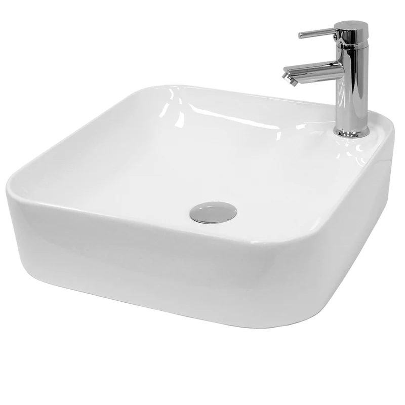 LuxeBath | Waschbecken Eckig ohne Überlauf aus Keramik Waschplatz Handwaschbecken für das Badezimmer