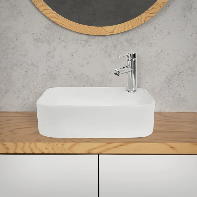 LuxeBath | Waschbecken Eckig ohne Überlauf aus Keramik Waschplatz Handwaschbecken für das Badezimmer