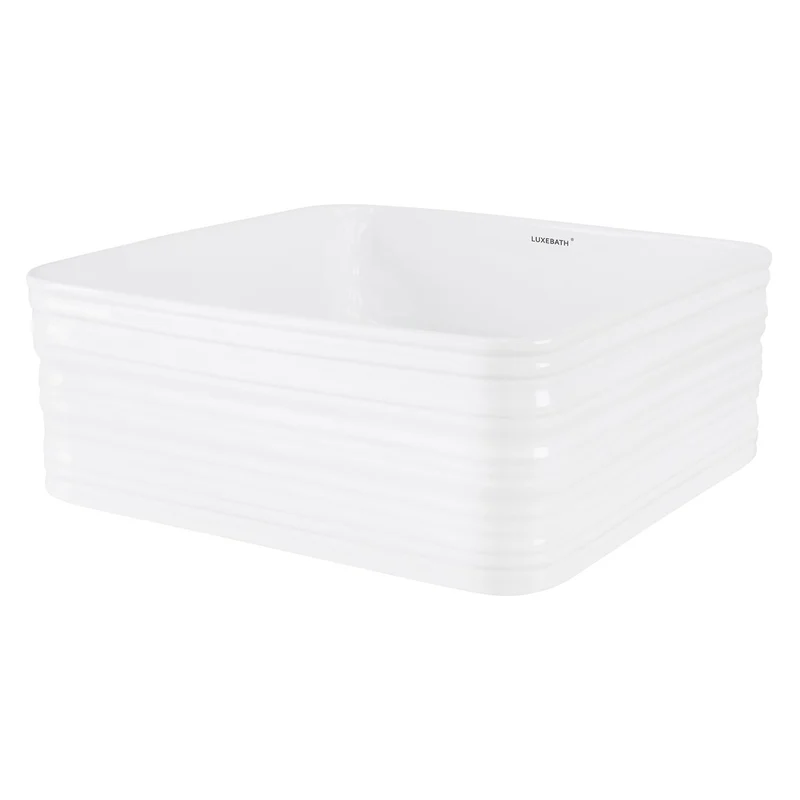 LuxeBath | Waschbecken Quadratisch ohne Überlauf 390x390x150 mm aus Keramik Waschplatz Handwaschbecken für das Badezimmer