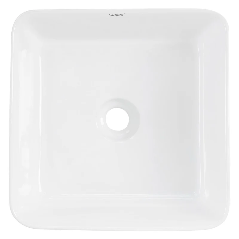 LuxeBath | Waschbecken Quadratisch ohne Überlauf 390x390x150 mm aus Keramik Waschplatz Handwaschbecken für das Badezimmer