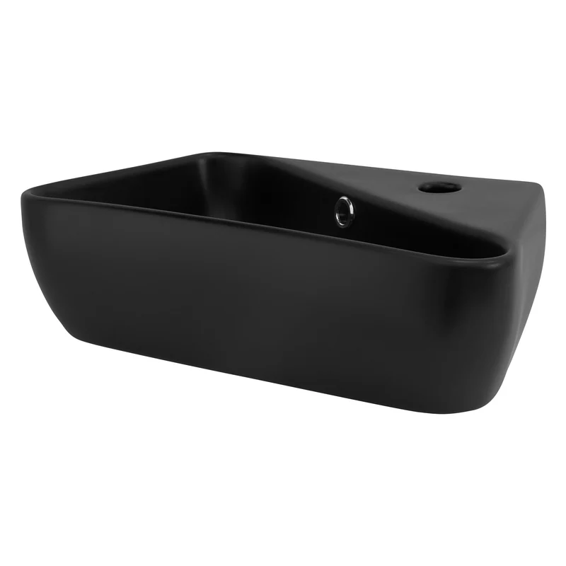 LuxeBath | Waschbecken Eckigform mit Überlauf 450x270x130 mm aus Keramik Waschplatz Handwaschbecken für das Badezimmer