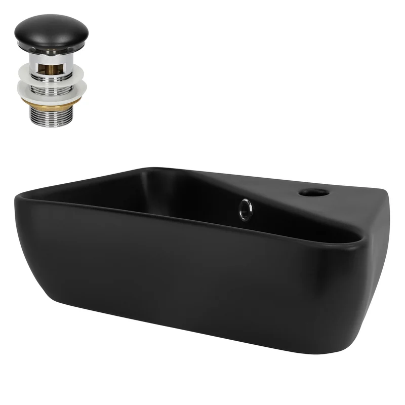 LuxeBath | Waschbecken Eckigform mit Überlauf 450x270x130 mm aus Keramik Waschplatz Handwaschbecken für das Badezimmer