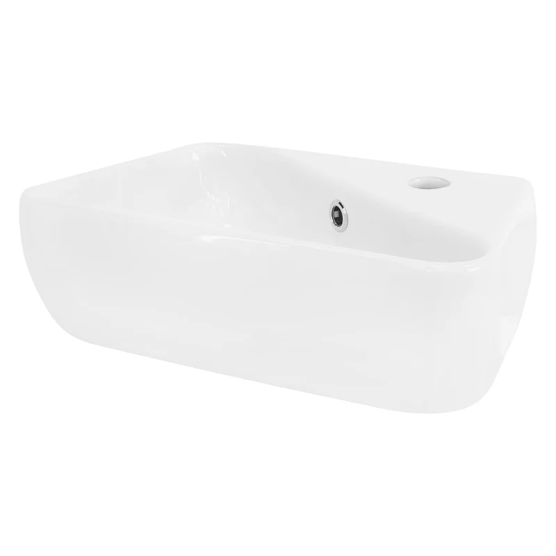 Waschbecken Eckigform mit Überlauf 45x27x13 cm Weiß aus Keramik LuxeBath