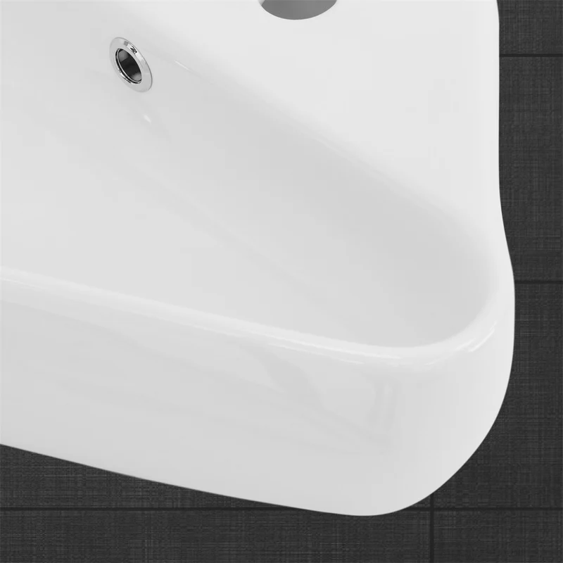 LuxeBath | Waschbecken Eckigform mit Überlauf 450x270x130 mm aus Keramik Waschplatz Handwaschbecken für das Badezimmer