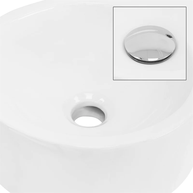 LuxeBath | Waschbecken Rundform mit Überlauf 450x360x130 mm aus Keramik Waschplatz Handwaschbecken für das Badezimmer