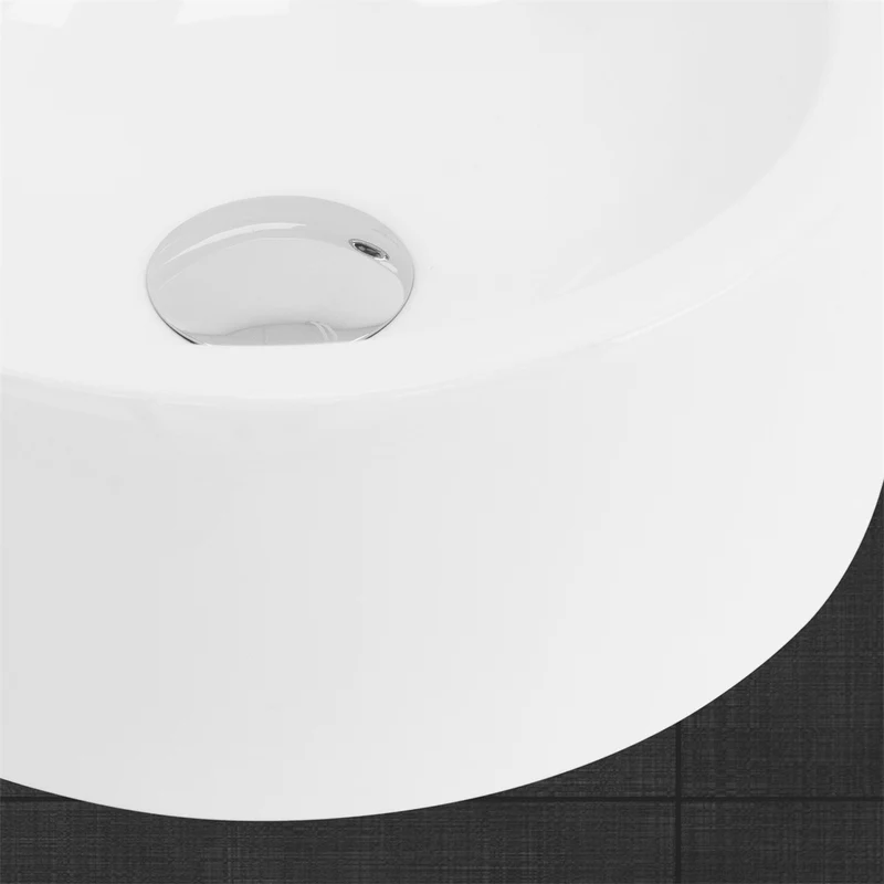 LuxeBath | Waschbecken Rundform mit Überlauf 450x360x130 mm aus Keramik Waschplatz Handwaschbecken für das Badezimmer