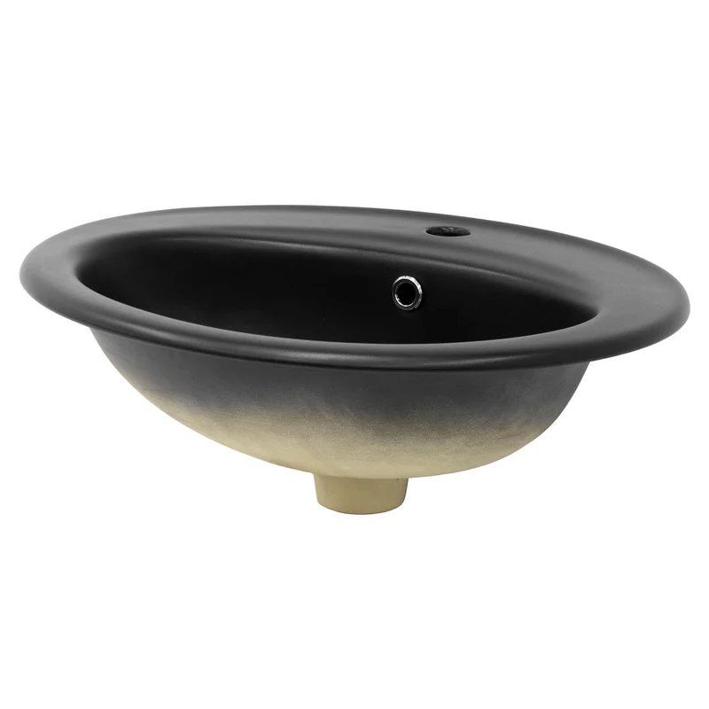 LuxeBath | Waschbecken Oval mit Überlauf 570x485x195 mm aus Keramik Waschplatz Handwaschbecken für das Badezimmer