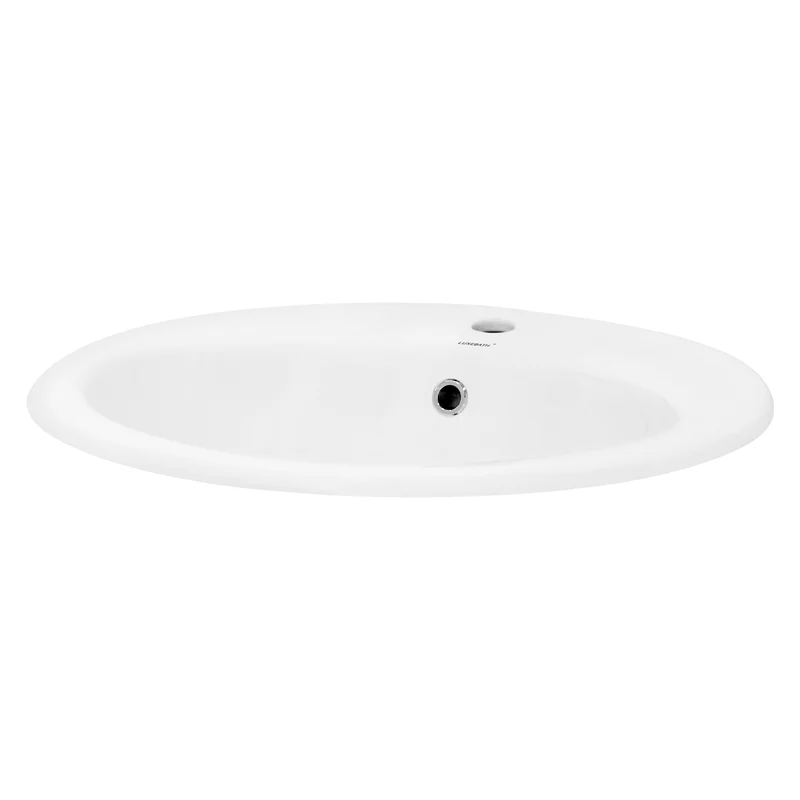 Waschbecken Oval mit Überlauf 57x48,5x19,5 cm Weiß aus Keramik LuxeBath