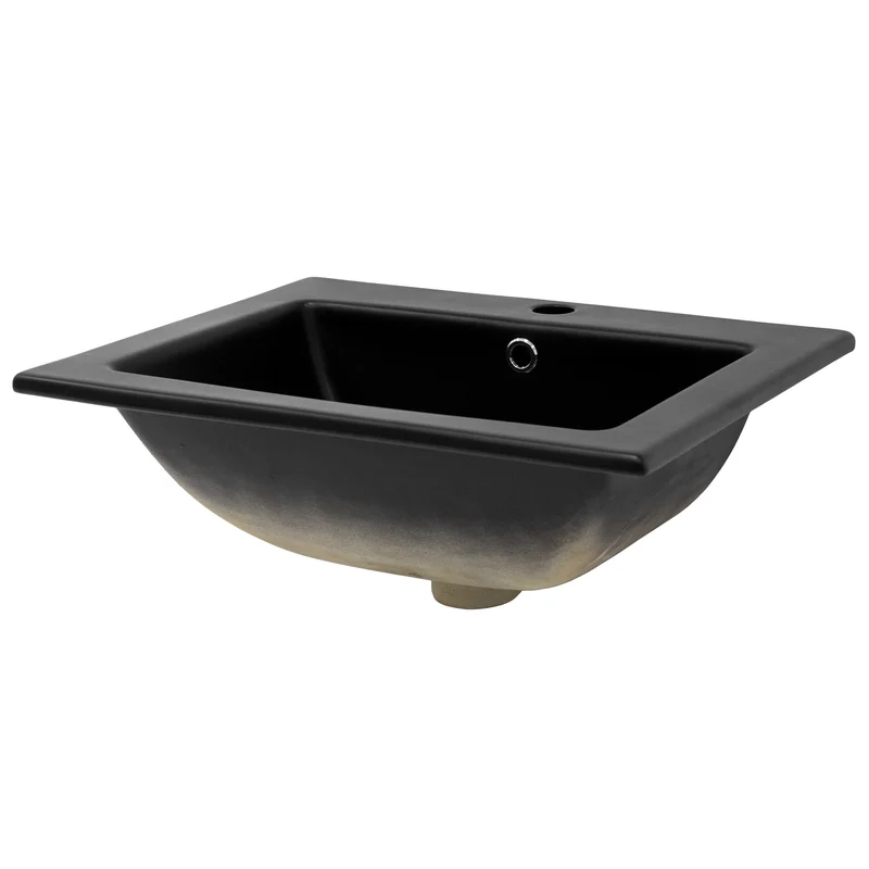 LuxeBath | Waschbecken Eckig mit Überlauf 525x450x210 mm aus Keramik Waschplatz Handwaschbecken für das Badezimmer