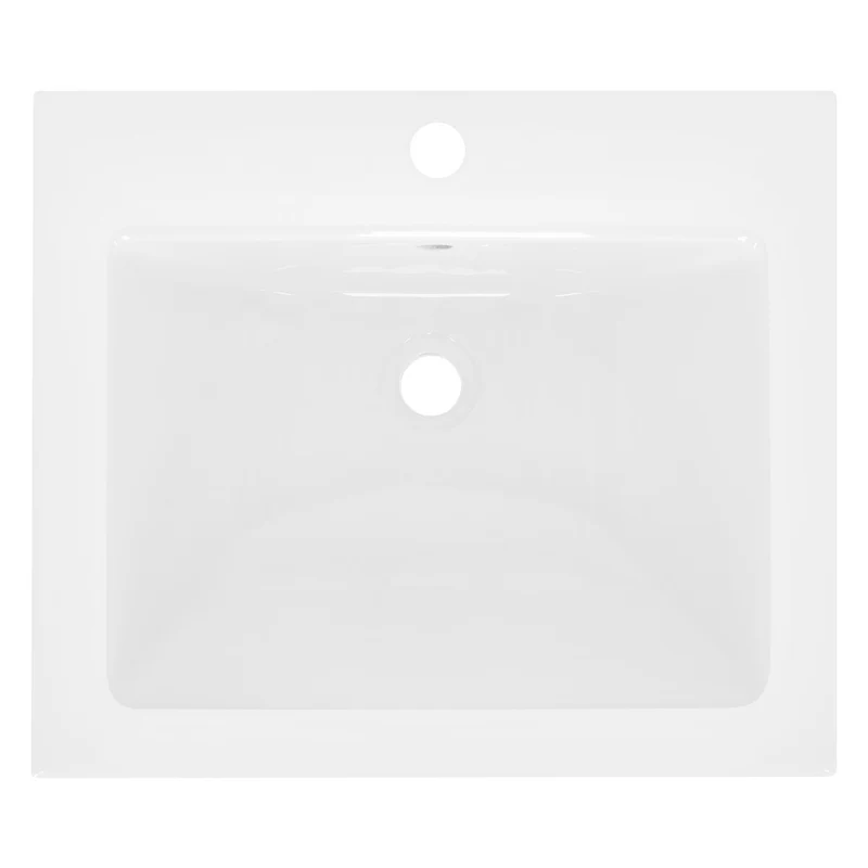 LuxeBath | Waschbecken Eckig mit Überlauf 525x450x210 mm aus Keramik Waschplatz Handwaschbecken für das Badezimmer