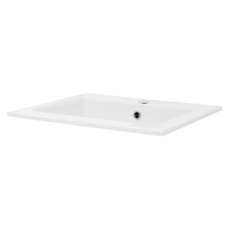 Waschbecken Eckig mit Überlauf 52,5x45x21 cm Weiß aus Keramik LuxeBath
