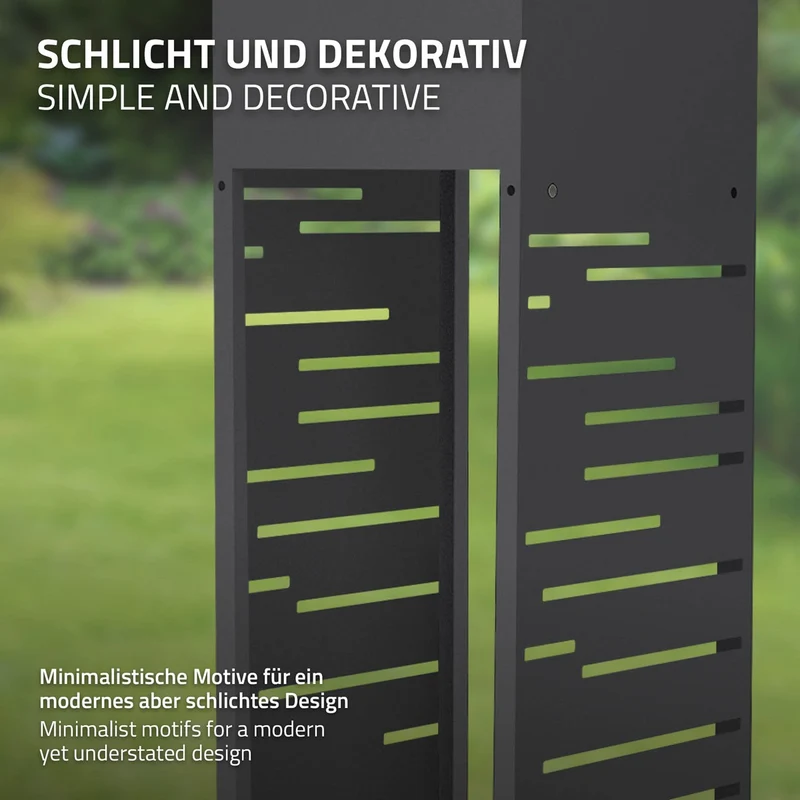 ML-DESIGN | Kaminholzregal Außen mit Pflanzkasten 30x30x111 cm Stahl verzinkt Anthrazit Brennholzregal Metall Holzstapelhilfe wetterfest Holzlager