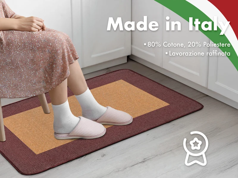 Tappeto Cucina Antiscivolo Assorbente Bordato Made in Italy Rosso