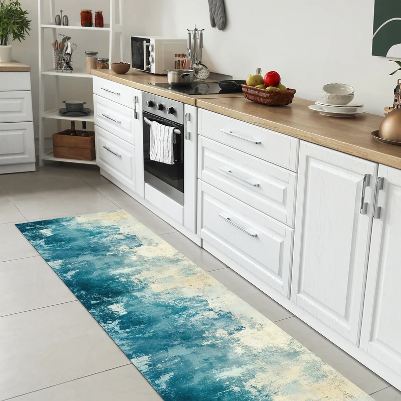 Tappeto Cucina Antiscivolo Made in Italy Passatoia Antimacchia Grounge Blu Il Gruppone