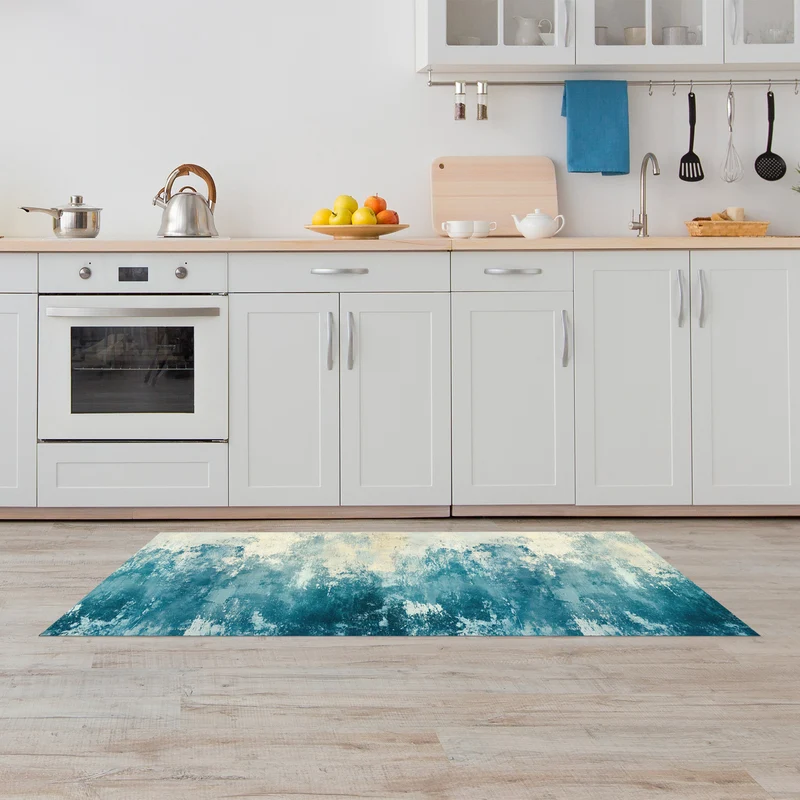 Tappeto Cucina Antiscivolo Made in Italy Passatoia Antimacchia Grounge Blu Il Gruppone