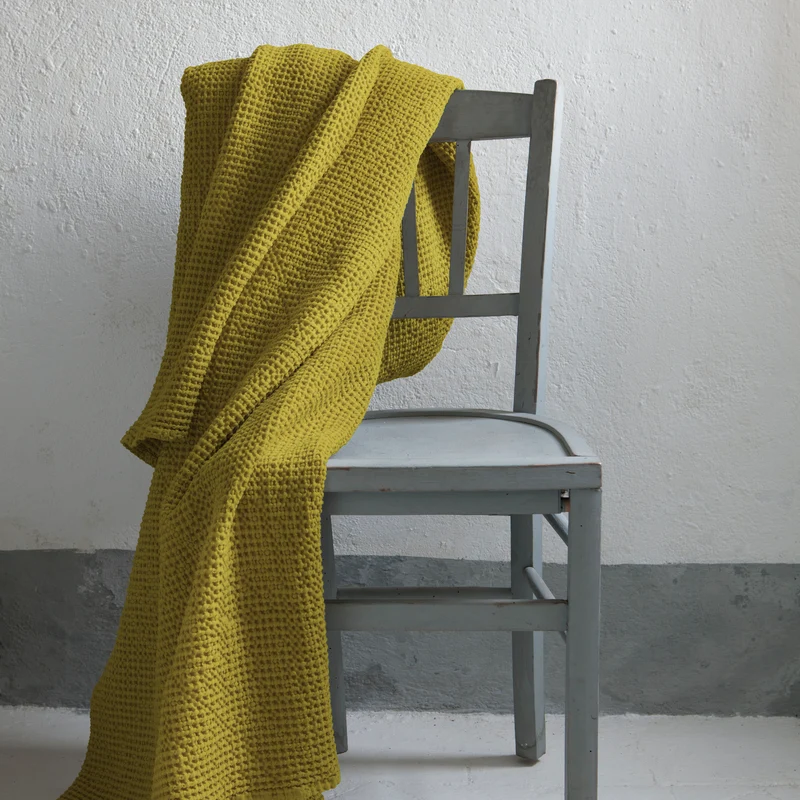 Copriletto a Nido D'Ape StoneWashed in Cotone Riciclato Tinta Unita - Maia Recycle