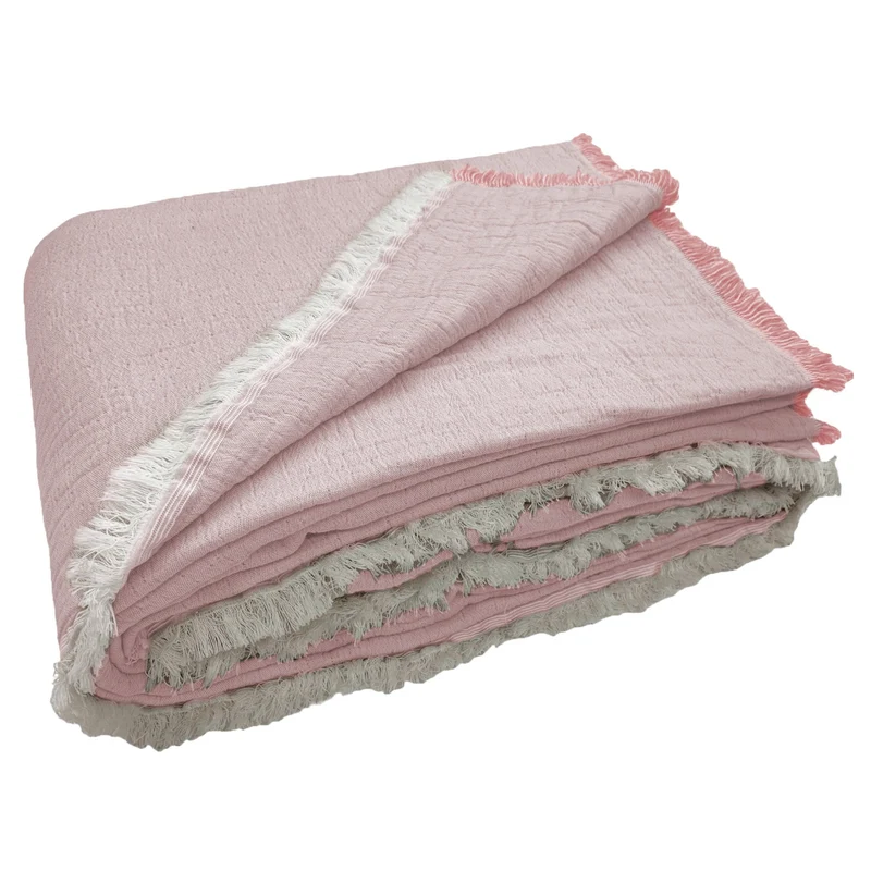 Copriletto in Cotone Stonewashed con Frangette - Mellow