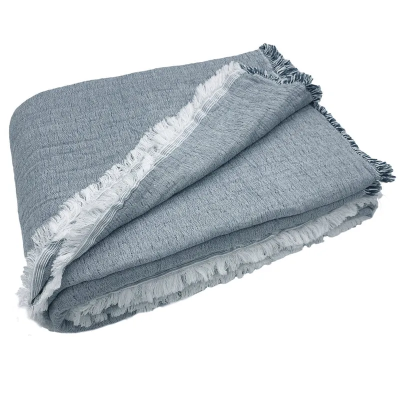 Copriletto in Cotone Stonewashed con Frangette - Mellow