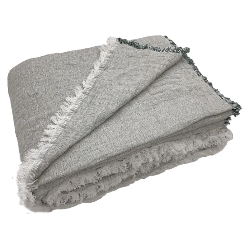 Copriletto in Cotone Stonewashed con Frangette - Mellow