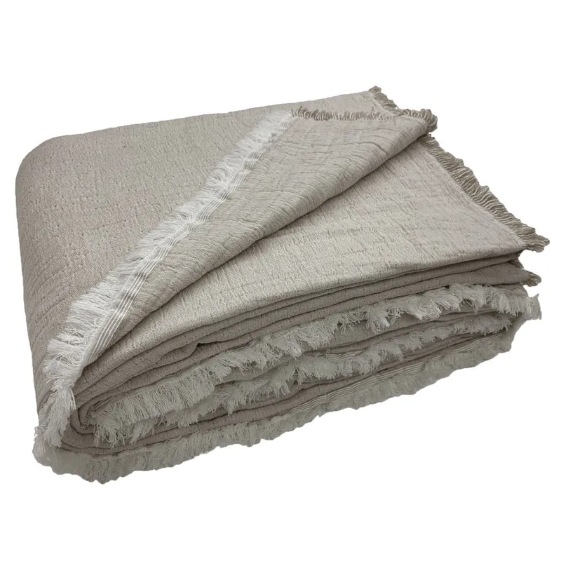 Copriletto in Cotone Stonewashed con Frangette - Mellow
