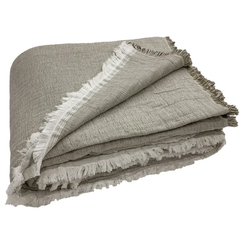 Copriletto in Cotone Stonewashed con Frangette - Mellow