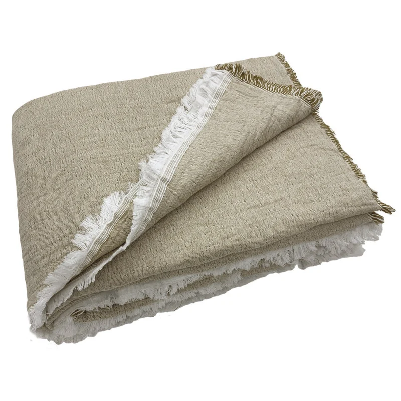 Copriletto in Cotone Stonewashed con Frangette - Mellow