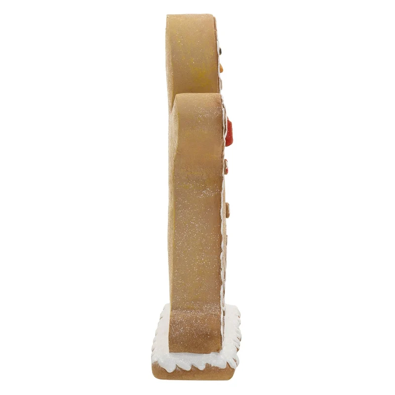 ECD GERMANY | Lebkuchenmann-Figur mit LED-Beleuchtung 75 cm, Braun, Weihnachtsdeko Innen, Lebkuchenfigur mit Fliege, Weihnachtsfigur Batteriebetrieben