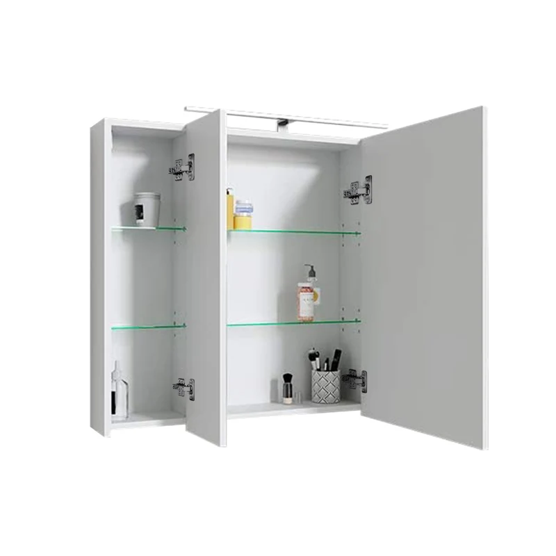 Spiegelschrank 3-Türig mit LED-Beleuchtung 90,4x72x15 cm Weiß ML-Design