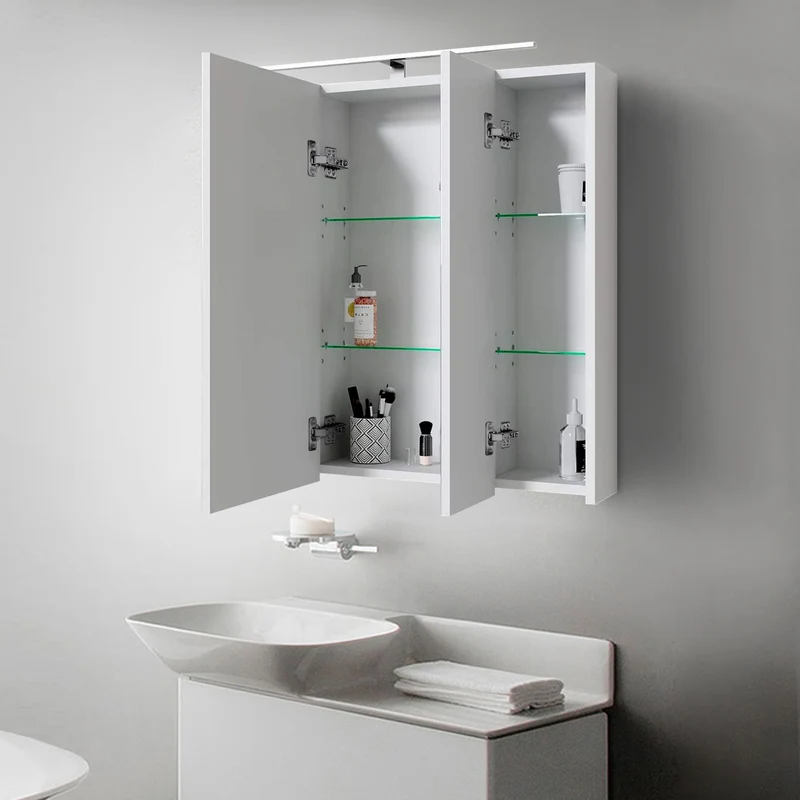 Spiegelschrank mit LED-Beleuchtung 72,4x72x15 cm Weiß ML-Design