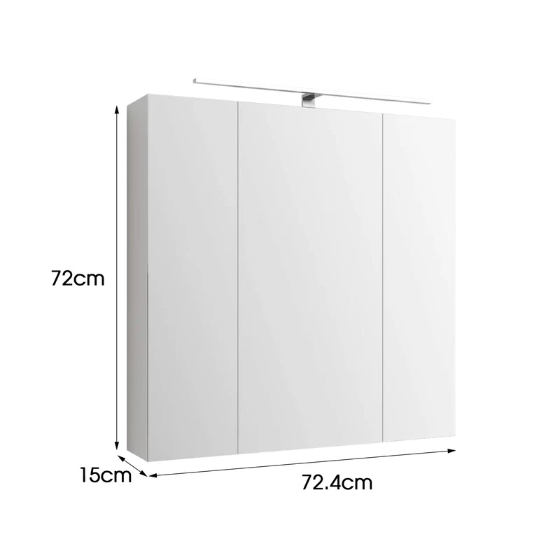 Spiegelschrank mit LED-Beleuchtung 72,4x72x15 cm Weiß ML-Design
