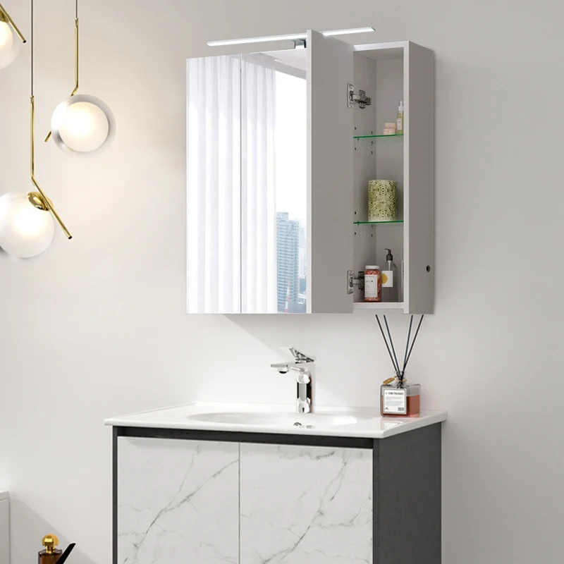 Spiegelschrank mit LED-Beleuchtung 72,4x72x15 cm Weiß ML-Design
