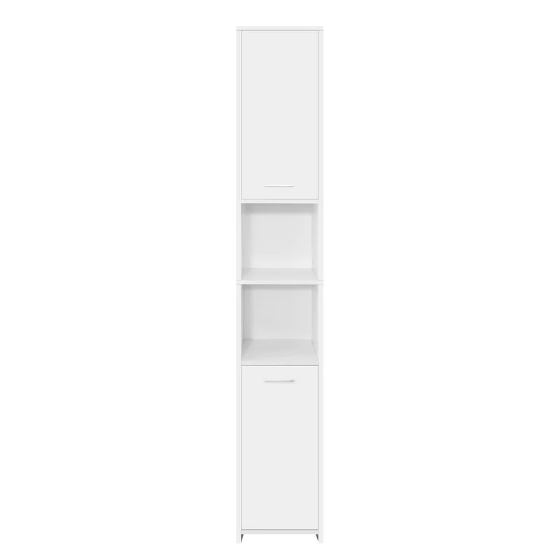 Badezimmerschrank Badschrank Weiß 30x190x30 cm mit zwei Ablagen ML-Design