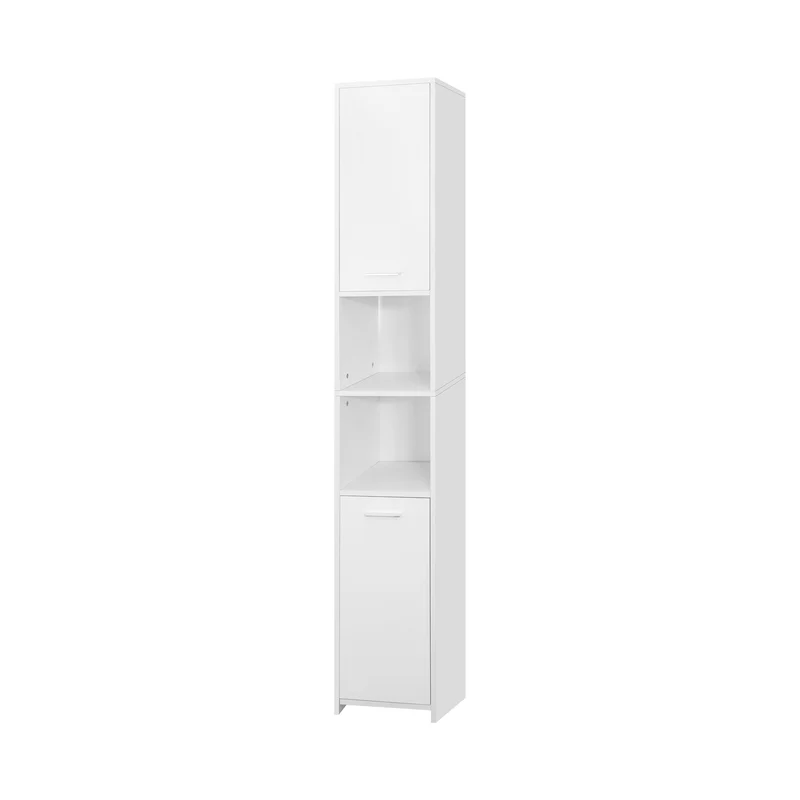 Badezimmerschrank Badschrank Weiß 30x190x30 cm mit zwei Ablagen ML-Design