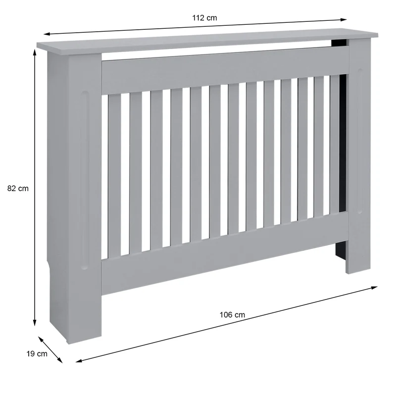Heizkörperverkleidung 112x19x82 cm Landhaus Grau aus MDF ML-Design
