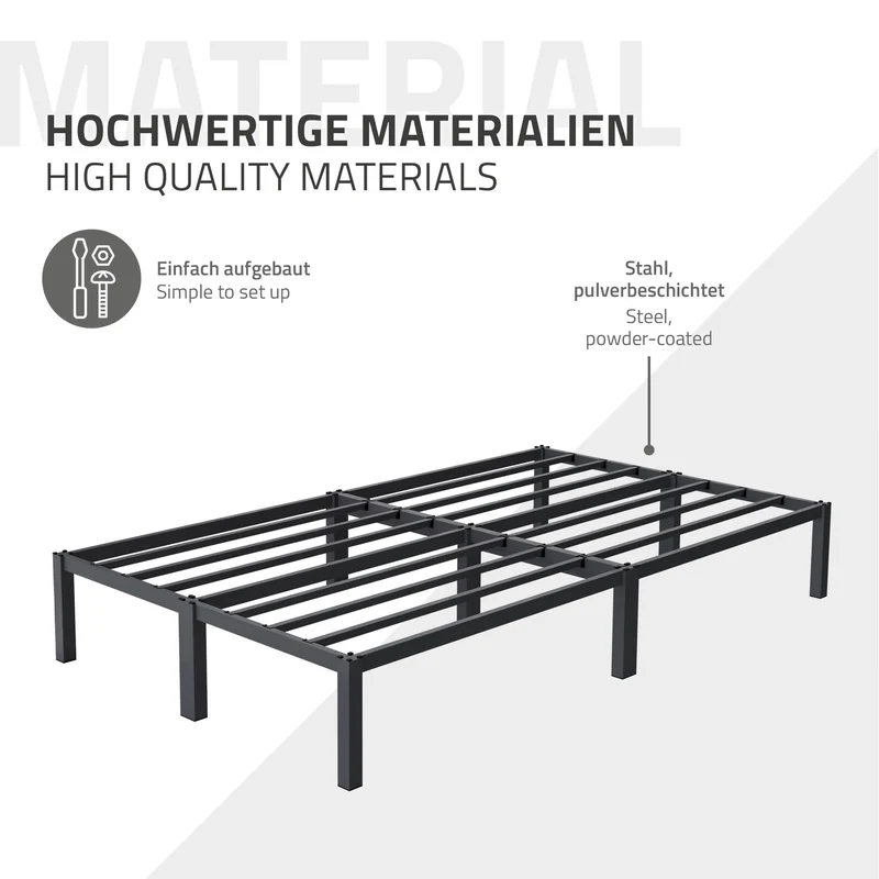 Bettgestell Doppelbett 120x200 cm aus Metall in Anthrazit mit Lattenrost ML-Design