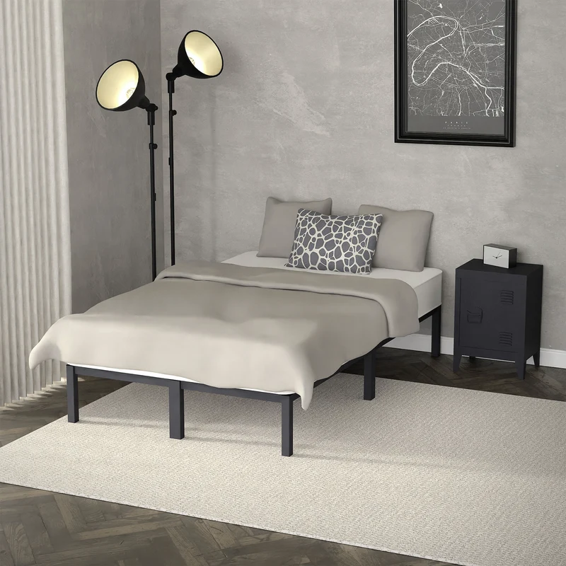 Bettgestell Doppelbett 120x200 cm aus Metall in Anthrazit mit Lattenrost ML-Design