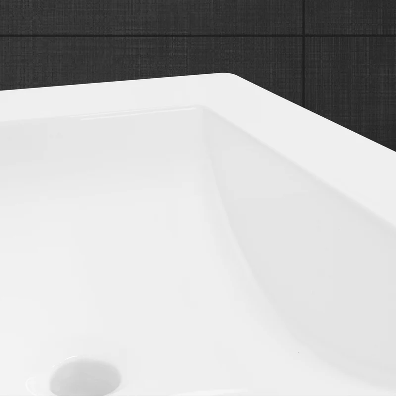Waschbecken Eckig mit Überlauf 51x41,5x15,5 cm Weiß aus Keramik LuxeBath