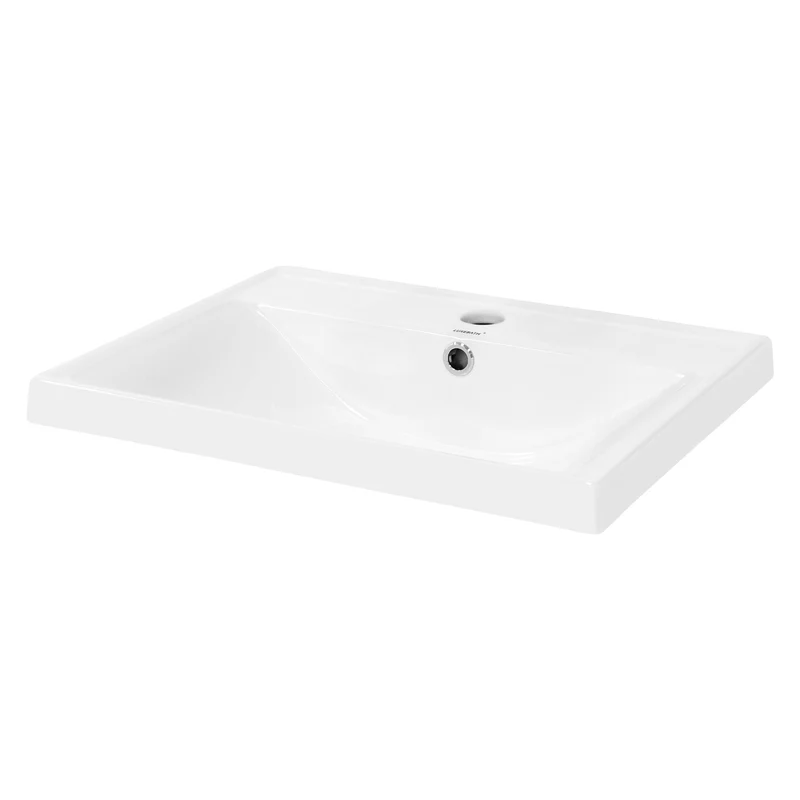 Waschbecken inkl. Ablaufgarnitur Weiß mit Überlauf 51x41,5x15,5 cm Weiß aus Keramik LuxeBath