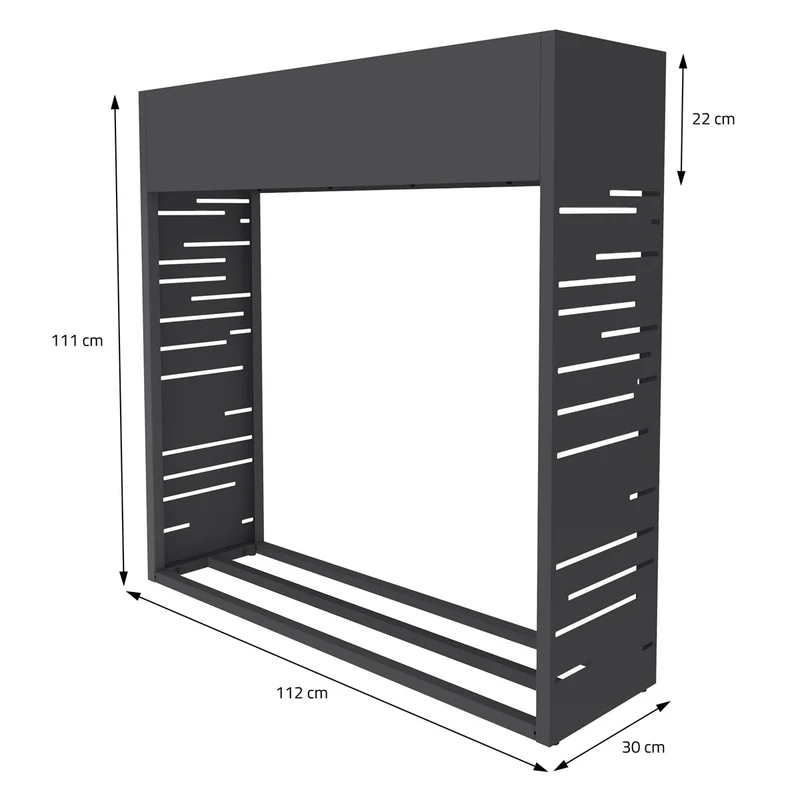 ML-DESIGN | Kaminholzregal Innen Außen mit Pflanzkasten 112x111 cm Stahl verzint Anthrazit Brennholzregal Metall Holzstapelhilfe wetterfest Holzlager
