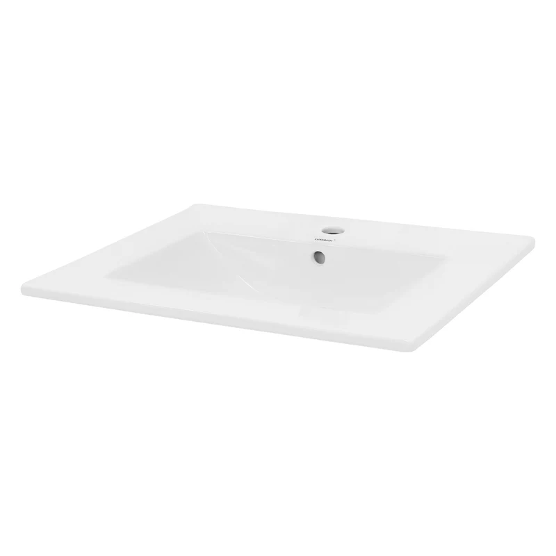 Waschbecken inkl. Ablaufgarnitur mit Überlauf 61x46,5x17,5 cm Weiß aus Keramik LuxeBath