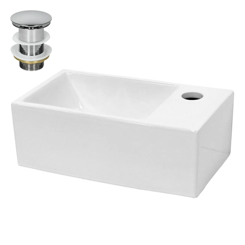 LuxeBath | Waschbecken Eckig ohne Überlauf aus Keramik Waschplatz Handwaschbecken für das Badezimmer